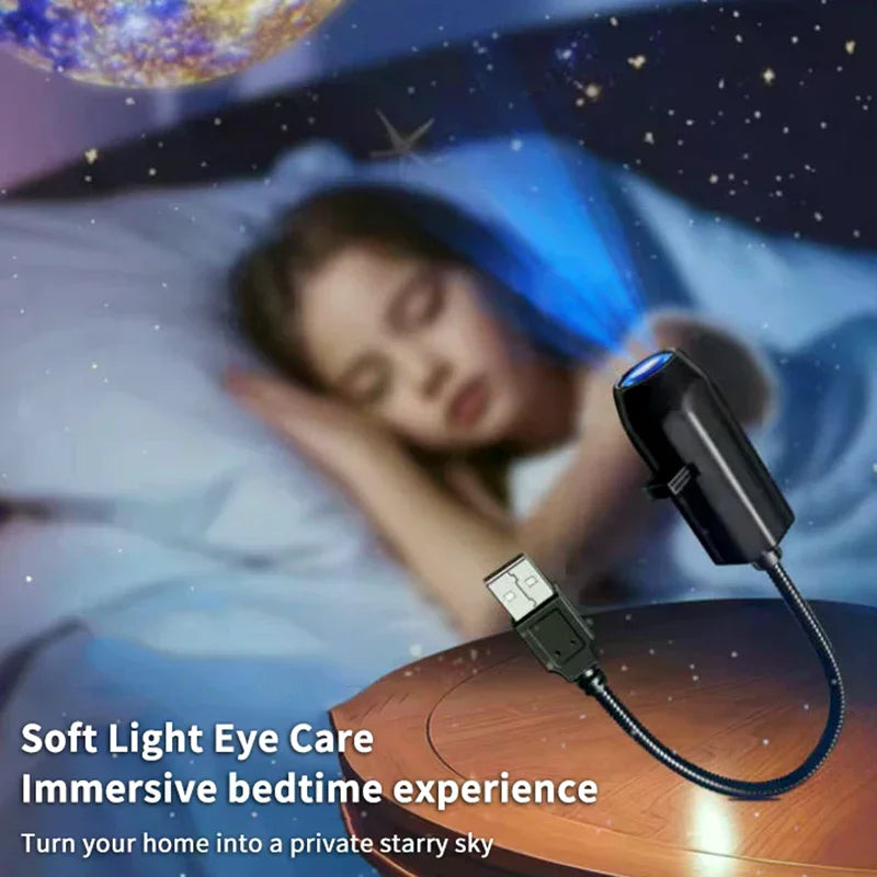 USB Ceiling Moon Earth Projection Atmosphere Light Romantic Bedroom Decoration Galaxy Projector Starry Sky Lamp Night Light